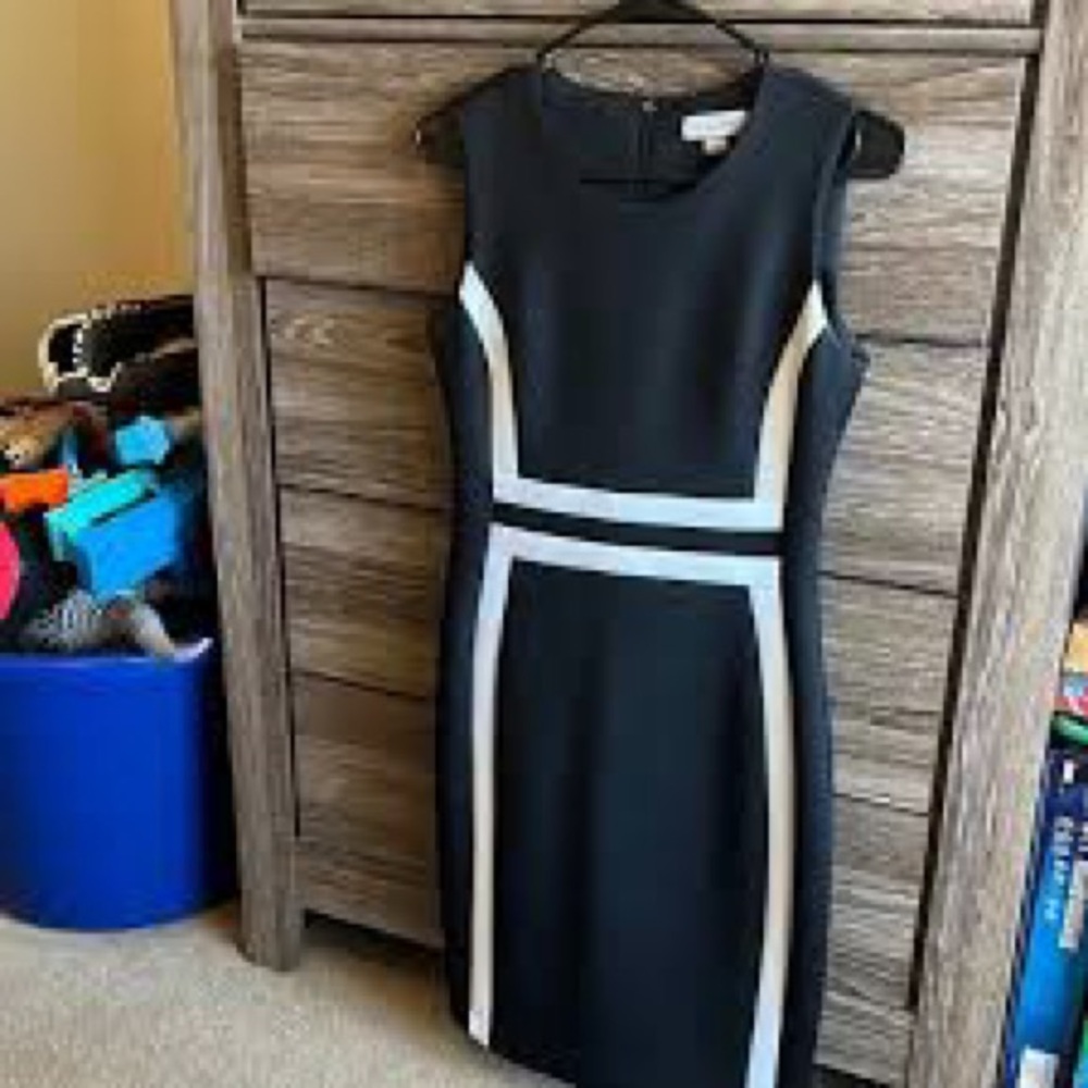 Calvin Klein Black and White Midi Dress